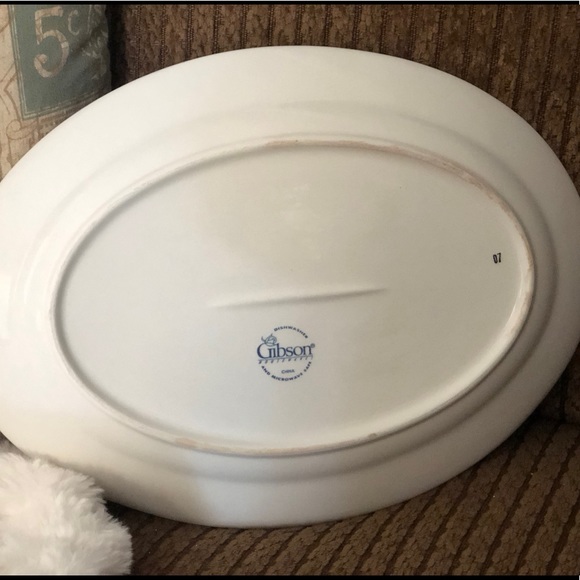 ๐ ๐๐ธ๐ป๐ฐ๐ฎ๐ธ๐พ๐ผ Vintage Gibson FRUIT Embossed White Oval Serving Platter - Picture 3 of 4